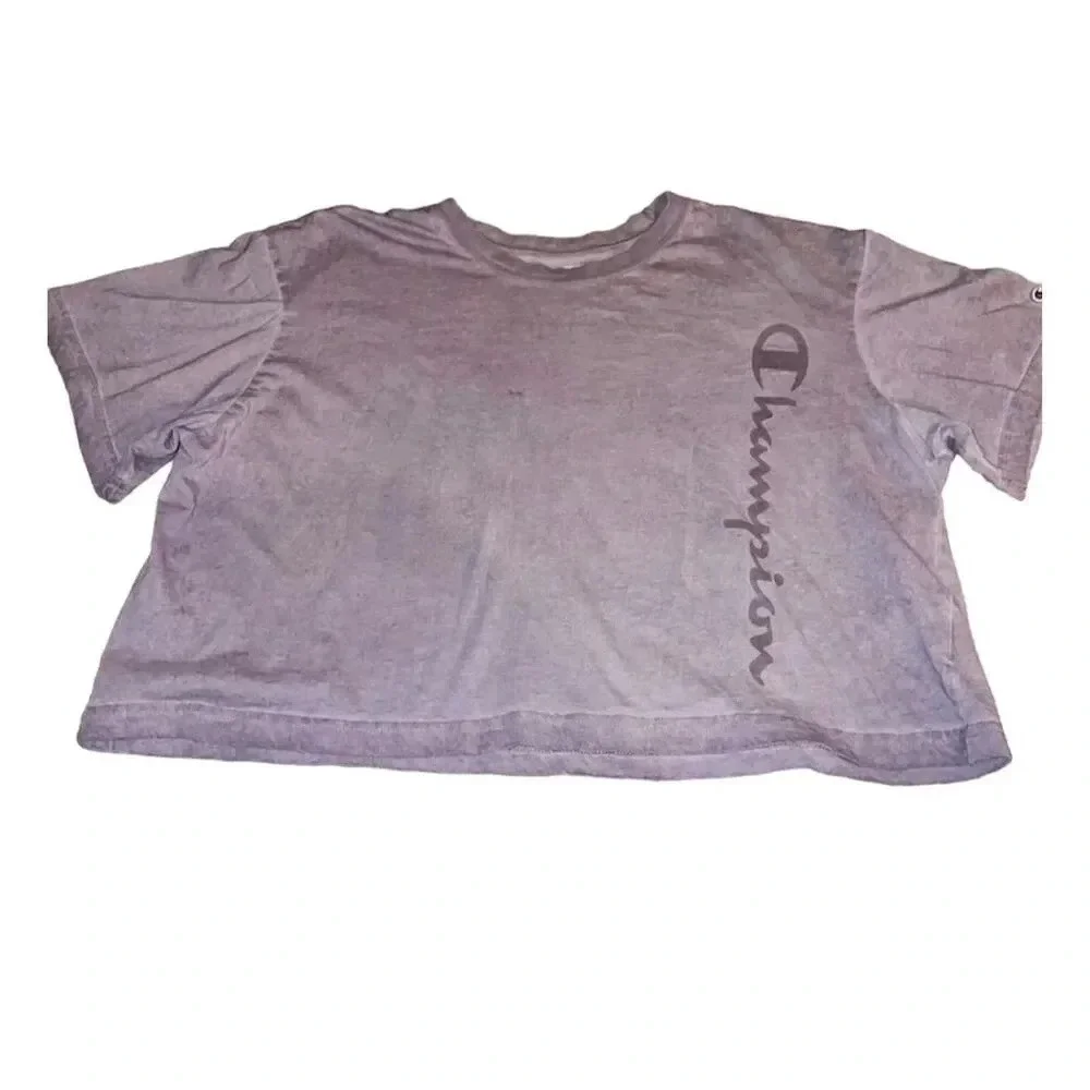 Champion Women's XL Cropped Short Sleeve T-Shirt dusty Purple Casual Summer - Picture 8 of 11